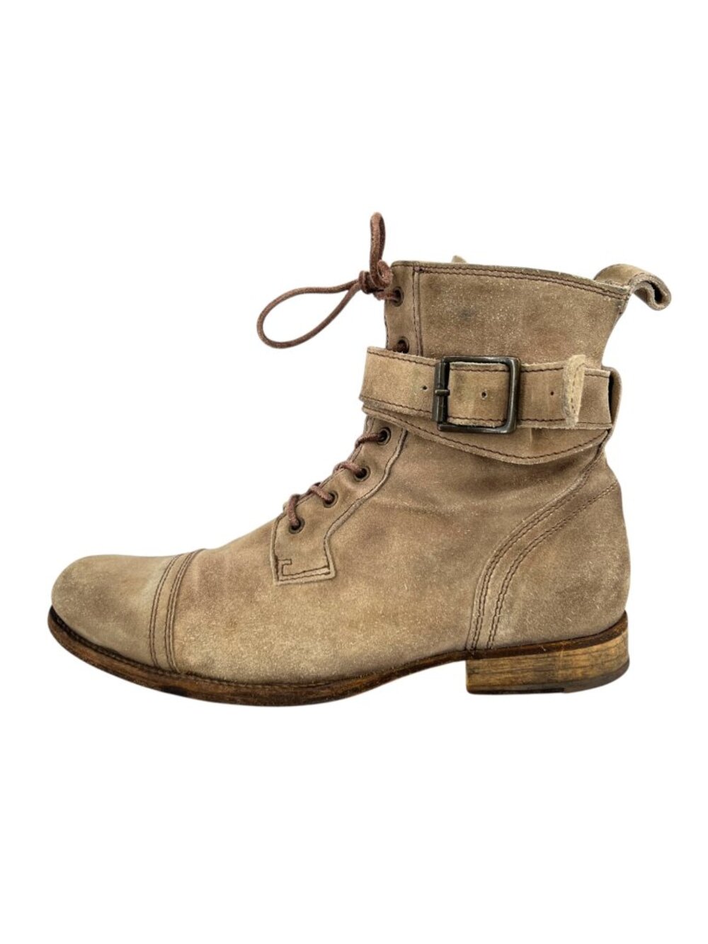 AllSaints Mens Suede Combat Boots Beige Grunge Urban Utilitarian Size 43 US 10